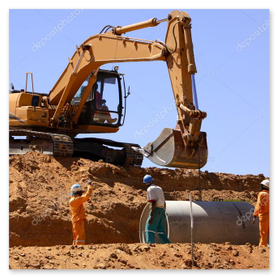 Koparka wykonująca wykop pod kanał